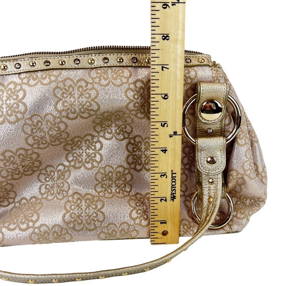 Kathy Van Zeeland Bag Gold Shoulder Bag Handbag Metallic Charms Studded Classic - Picture 10 of 12